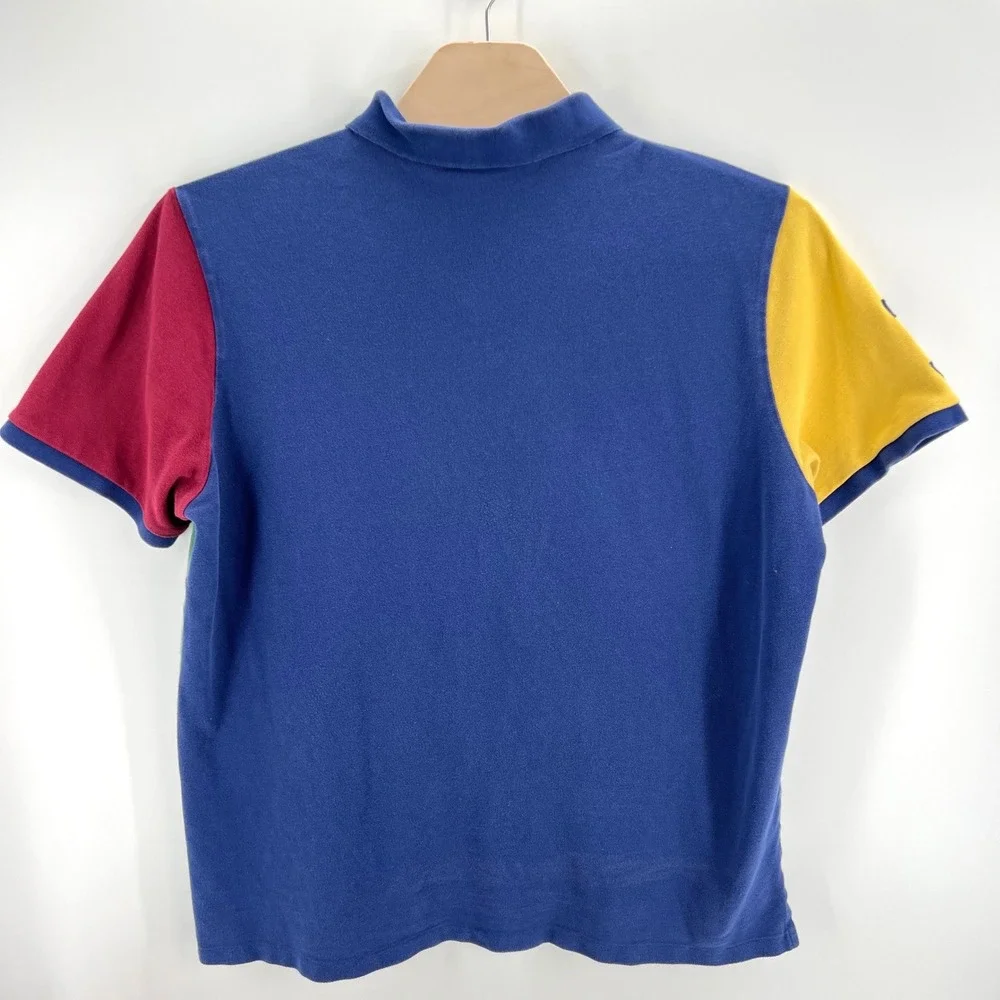 Polo Ralph Lauren Big Pony XXL Cotton Colorblock Green Blue Yellow Preppy Shirt